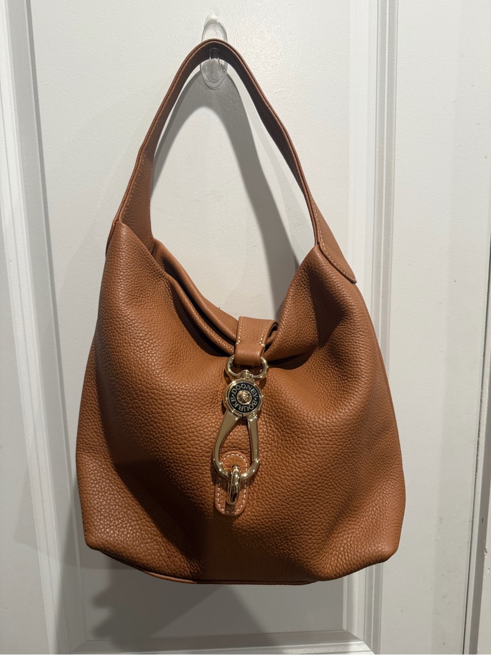 Dooney & Bourke Brown Hobo Pebble Grain Small Logo Lock Sac Bag - Picture 7 of 10